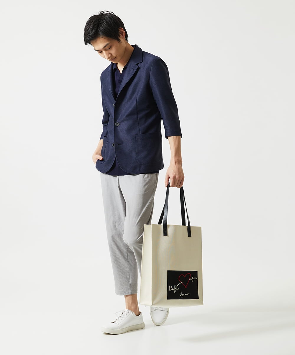 MKDGA59240 MK MICHEL KLEIN HOMME(MKミッシェルクランオム) 七分袖ジャケット カラミメッシュ ネイビー