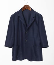MKDGA59240 MK MICHEL KLEIN HOMME(MKミッシェルクランオム) 【洗える / 快適清涼素材】カラミメッシュ七分袖ジャケット  ネイビー