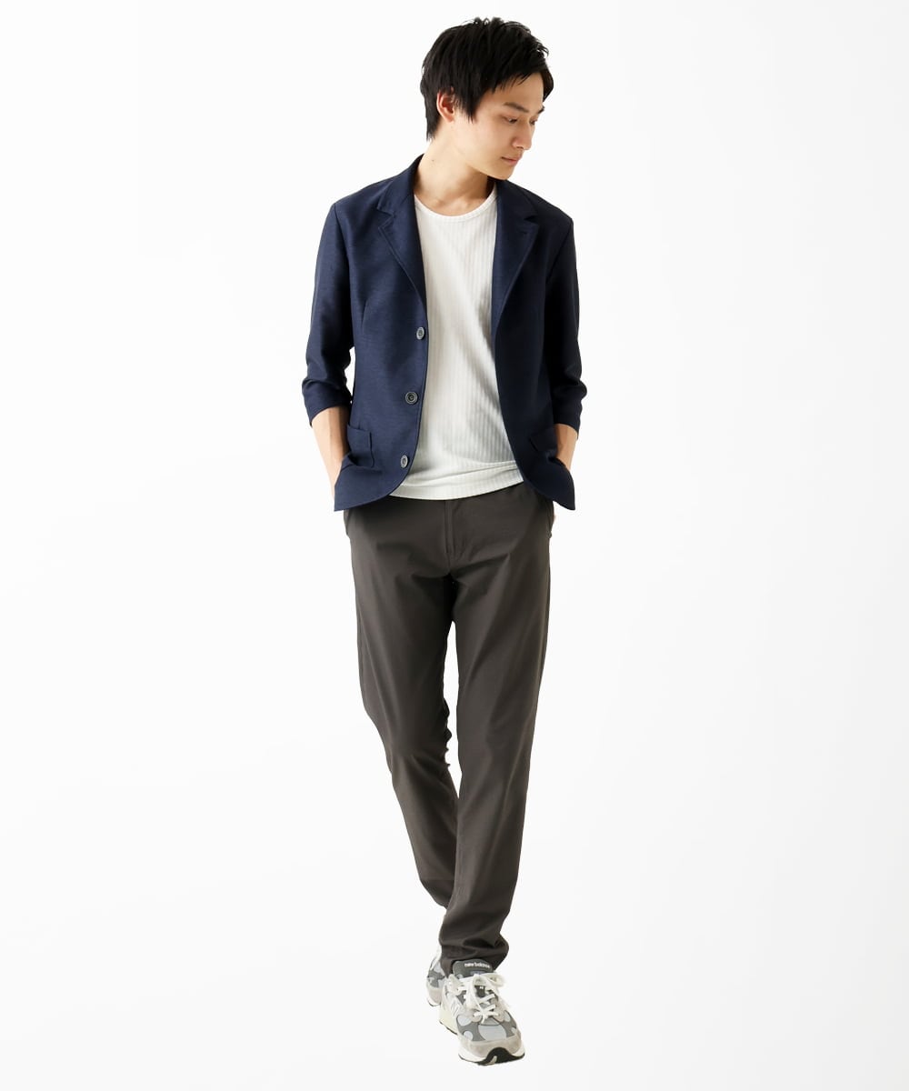MKDGA59240 MK MICHEL KLEIN HOMME(MKミッシェルクランオム) 七分袖ジャケット カラミメッシュ ネイビー