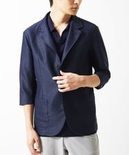 MKDGA59240 MK MICHEL KLEIN HOMME(MKミッシェルクランオム) 七分袖ジャケット カラミメッシュ ネイビー