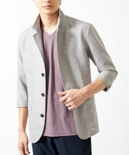 MKDGA59240 MK MICHEL KLEIN HOMME(MKミッシェルクランオム) 七分袖ジャケット カラミメッシュ アイボリー