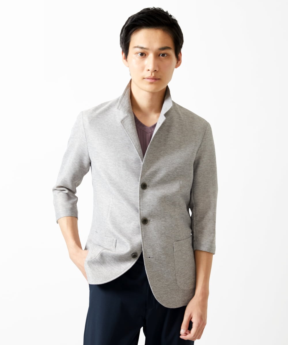 MKDGA59240 MK MICHEL KLEIN HOMME(MKミッシェルクランオム) 七分袖ジャケット カラミメッシュ アイボリー