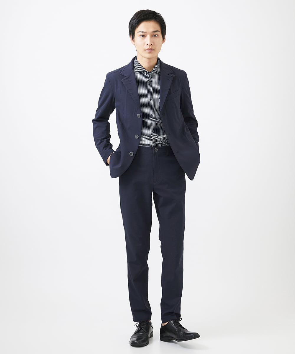 MKDGA63240 MK MICHEL KLEIN HOMME(MKミッシェルクランオム) 【快適着用】コンバーティブルジャケット/エコサッカー ネイビー(57)