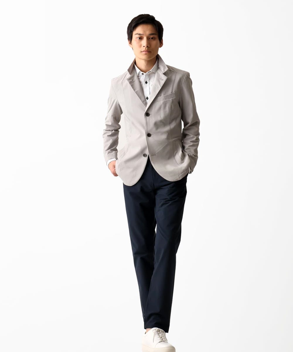 MKDGA63240 MK MICHEL KLEIN HOMME(MKミッシェルクランオム) 【快適着用】コンバーティブルジャケット/エコサッカー アイボリー(80)