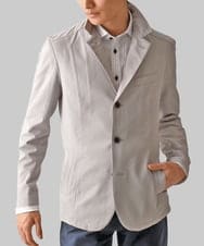 MKDGA63240 MK MICHEL KLEIN HOMME(MKミッシェルクランオム) 【洗える / セットアップ対応】エコサッカーコンバーティブルジャケット アイボリー(80)