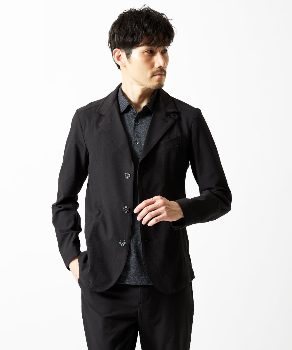 MKDGA63240 MK MICHEL KLEIN HOMME(MKミッシェルクランオム) 【洗える / セットアップ対応】エコサッカーコンバーティブルジャケット ブラック(94)
