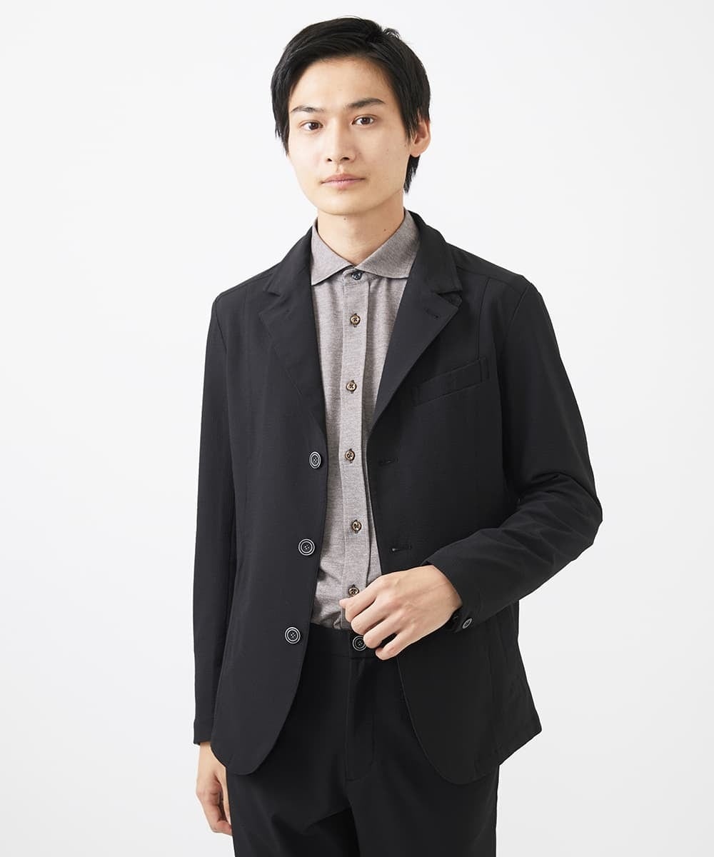 MKDGA63240 MK MICHEL KLEIN HOMME(MKミッシェルクランオム) 【快適着用】コンバーティブルジャケット/エコサッカー ブラック(94)
