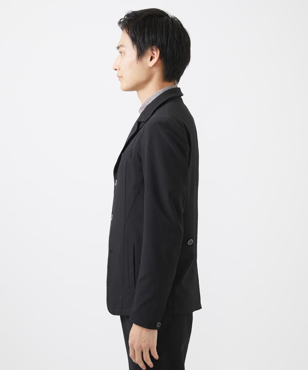 MKDGA63240 MK MICHEL KLEIN HOMME(MKミッシェルクランオム) 【快適着用】コンバーティブルジャケット/エコサッカー ブラック(94)