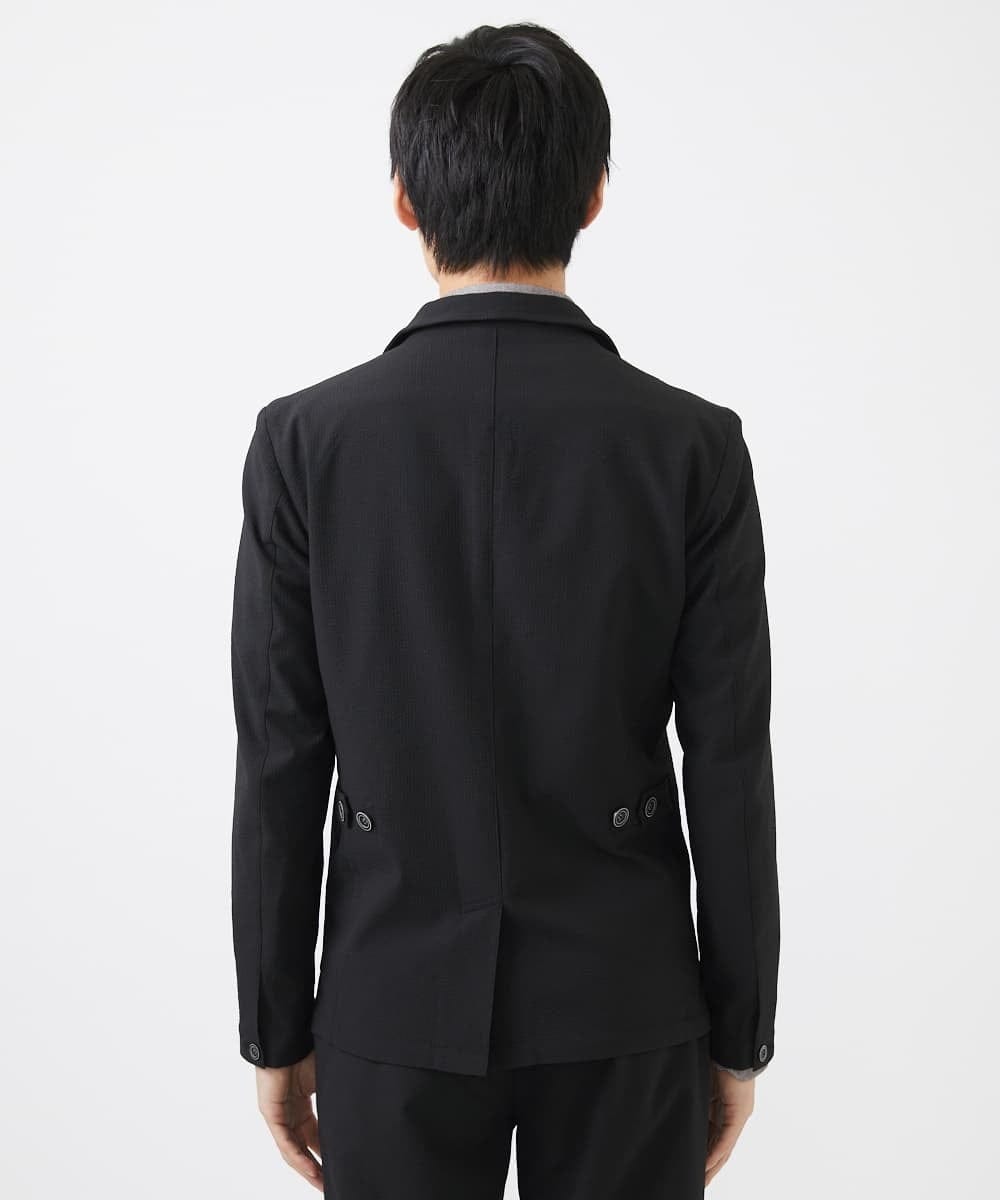 MKDGA63240 MK MICHEL KLEIN HOMME(MKミッシェルクランオム) 【快適着用】コンバーティブルジャケット/エコサッカー ブラック(94)