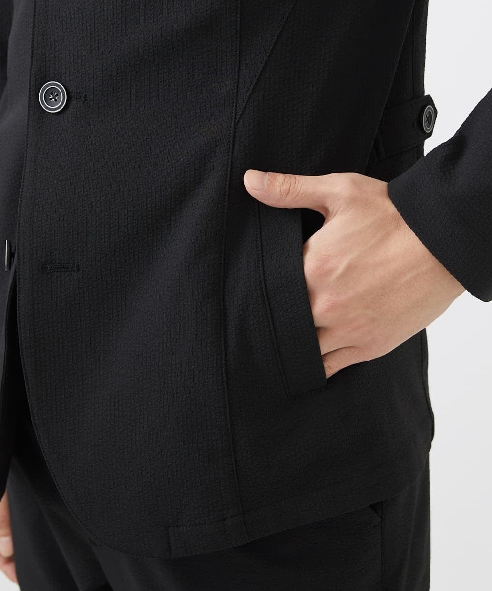 MKDGA63240 MK MICHEL KLEIN HOMME(MKミッシェルクランオム) 【快適着用】コンバーティブルジャケット/エコサッカー ブラック(94)
