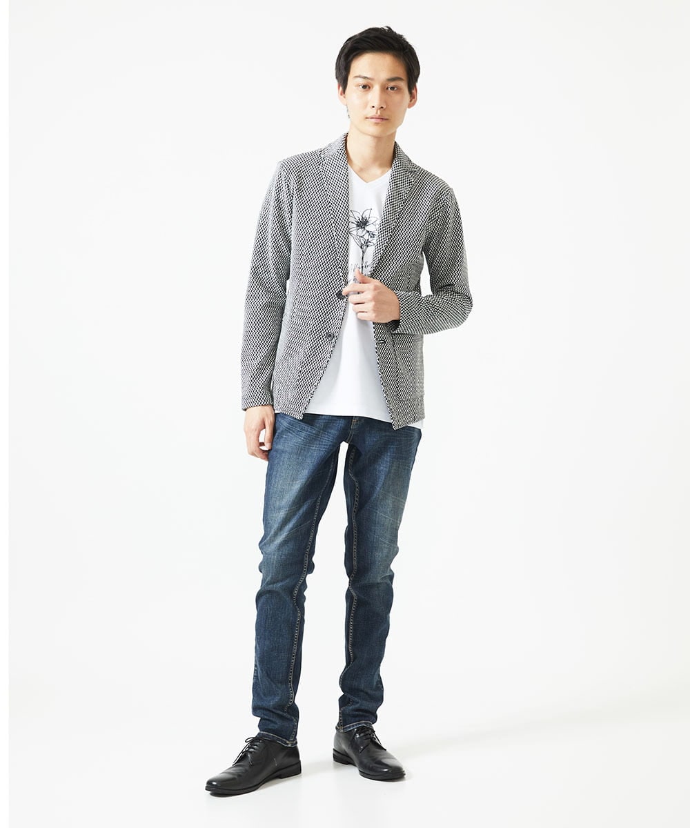 MKDGC09150 MK MICHEL KLEIN HOMME(MKミッシェルクランオム) 【イージーケア】ジャージジャケット/フェザーへリンボン ブラック