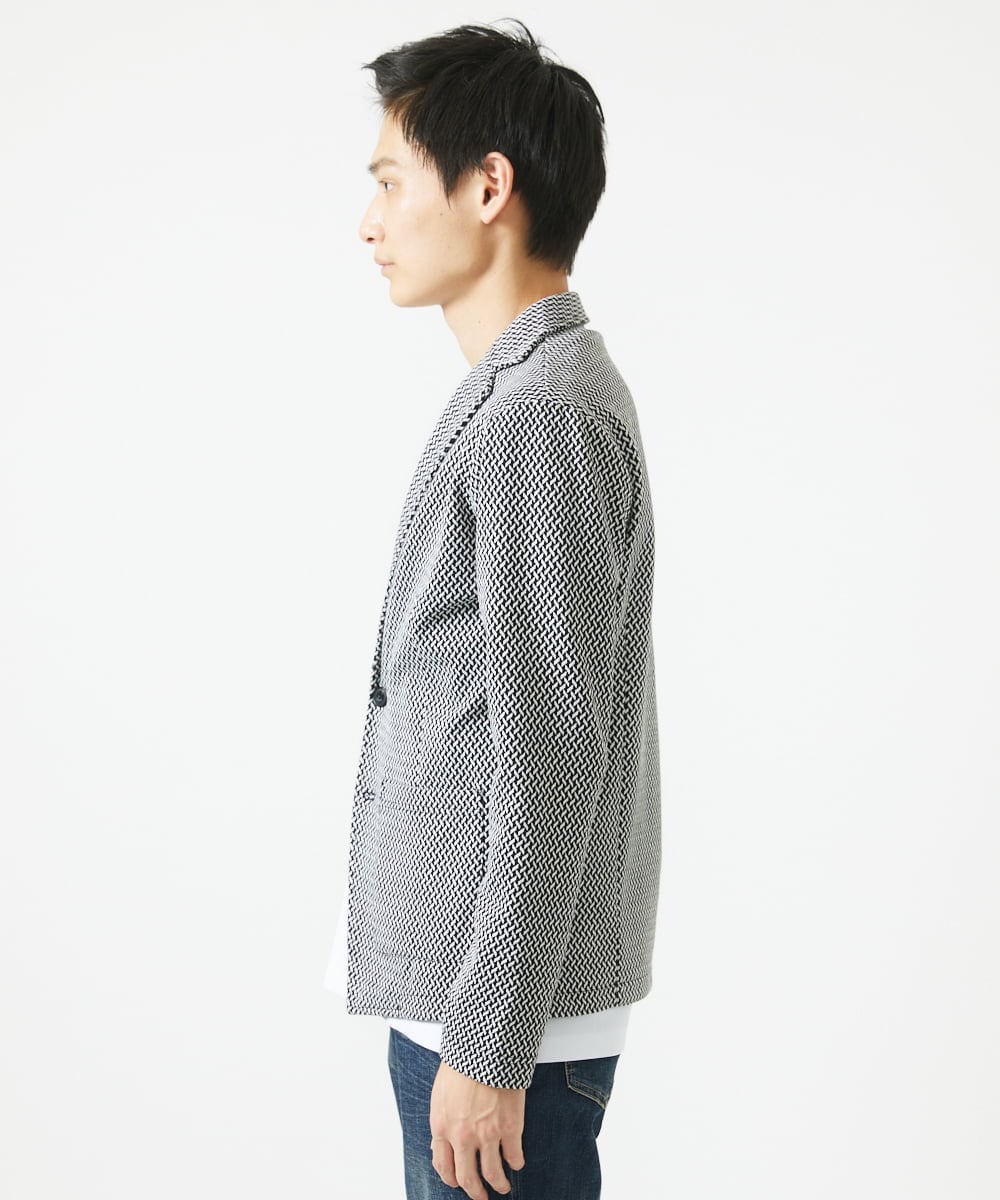 MKDGC09150 MK MICHEL KLEIN HOMME(MKミッシェルクランオム) 【イージーケア】ジャージジャケット/フェザーへリンボン ブラック