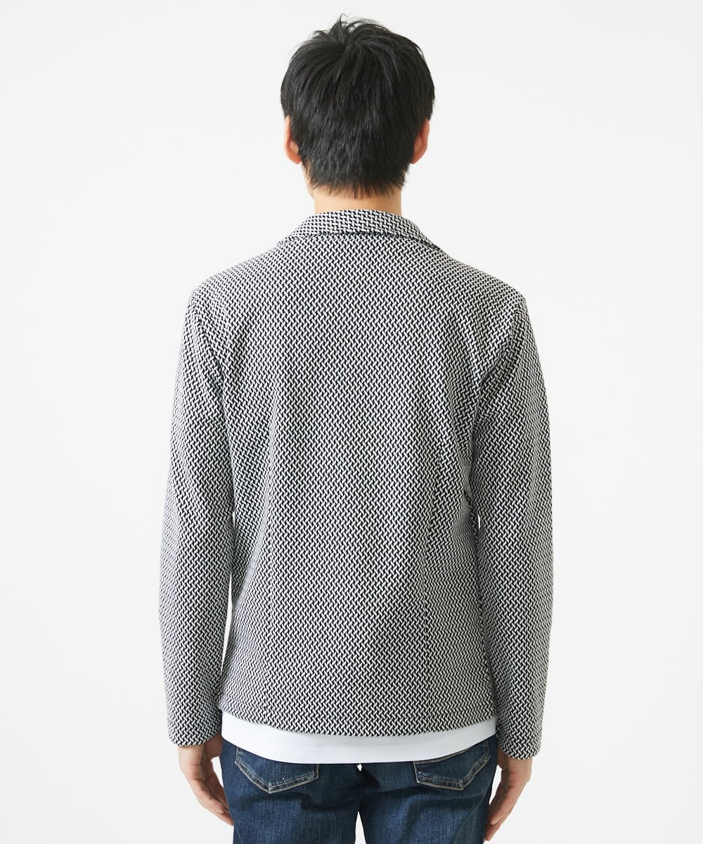 MKDGC09150 MK MICHEL KLEIN HOMME(MKミッシェルクランオム) 【イージーケア】ジャージジャケット/フェザーへリンボン ブラック