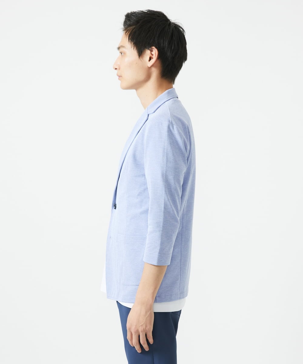 MKDGC31130 MK MICHEL KLEIN HOMME(MKミッシェルクランオム) 【EC限定】七分袖ジャージジャケット / トライクールカノコ ブルー