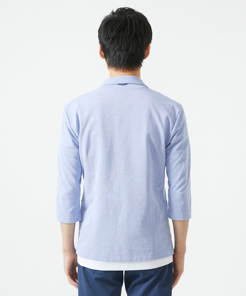 MKDGC31130 MK MICHEL KLEIN HOMME(MKミッシェルクランオム) 【EC限定】七分袖ジャージジャケット / トライクールカノコ ブルー