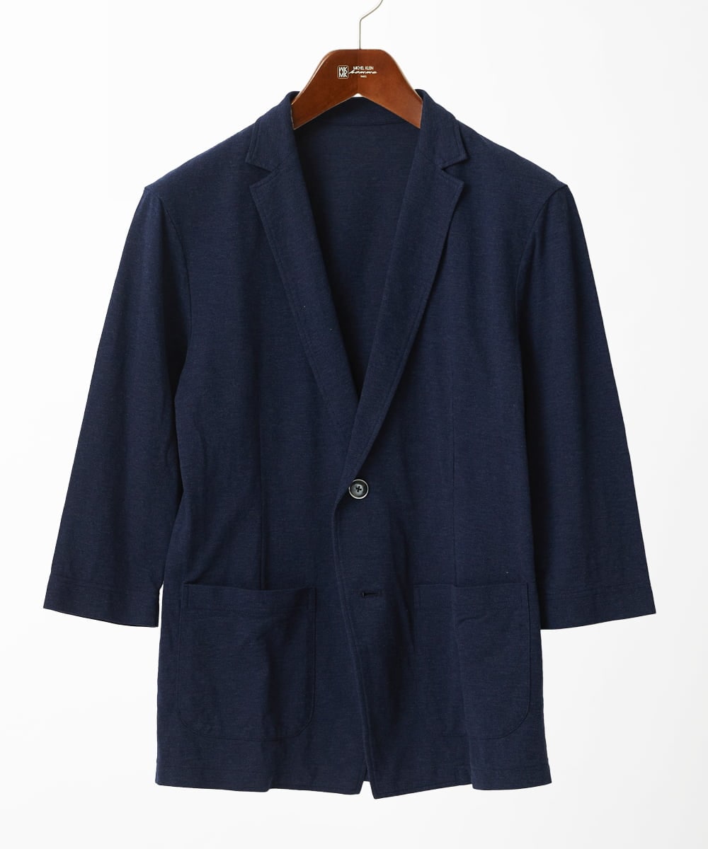MKDGC31130 MK MICHEL KLEIN HOMME(MKミッシェルクランオム) 【EC限定】七分袖ジャージジャケット / トライクールカノコ ネイビー