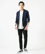 MKDGC31130 MK MICHEL KLEIN HOMME(MKミッシェルクランオム) 【EC限定】七分袖ジャージジャケット / トライクールカノコ ネイビー