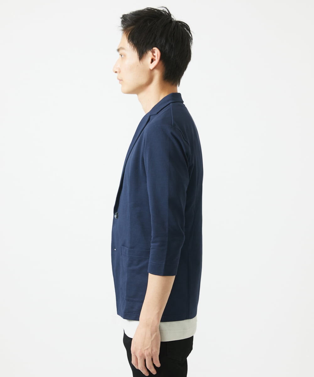 MKDGC31130 MK MICHEL KLEIN HOMME(MKミッシェルクランオム) 【EC限定】七分袖ジャージジャケット / トライクールカノコ ネイビー
