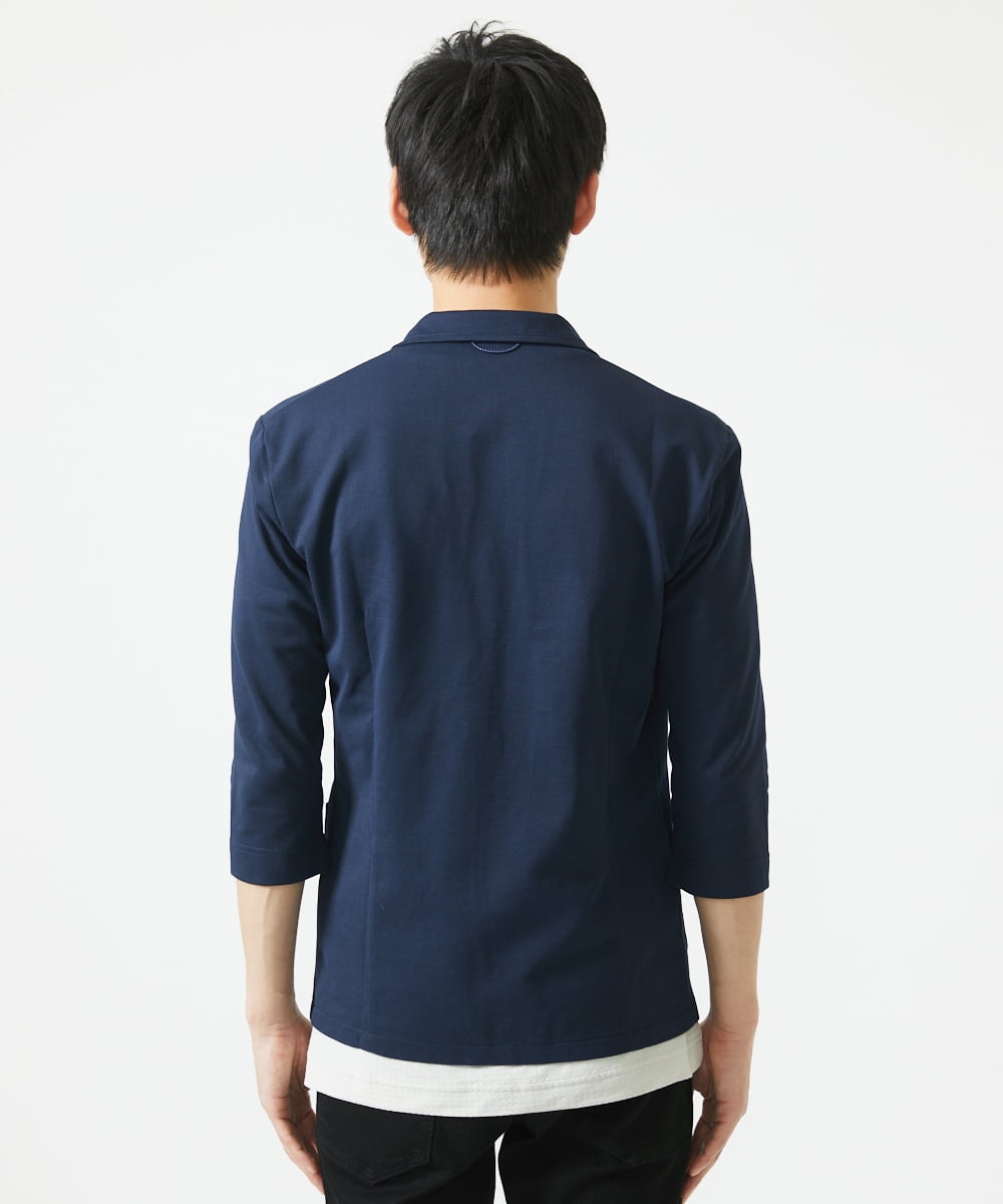 MKDGC31130 MK MICHEL KLEIN HOMME(MKミッシェルクランオム) 【EC限定】七分袖ジャージジャケット / トライクールカノコ ネイビー