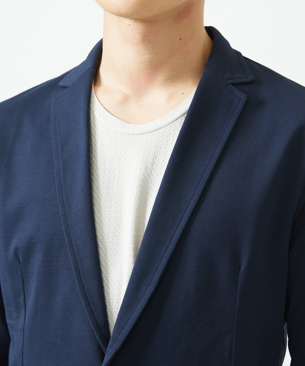 MKDGC31130 MK MICHEL KLEIN HOMME(MKミッシェルクランオム) 【EC限定】七分袖ジャージジャケット / トライクールカノコ ネイビー