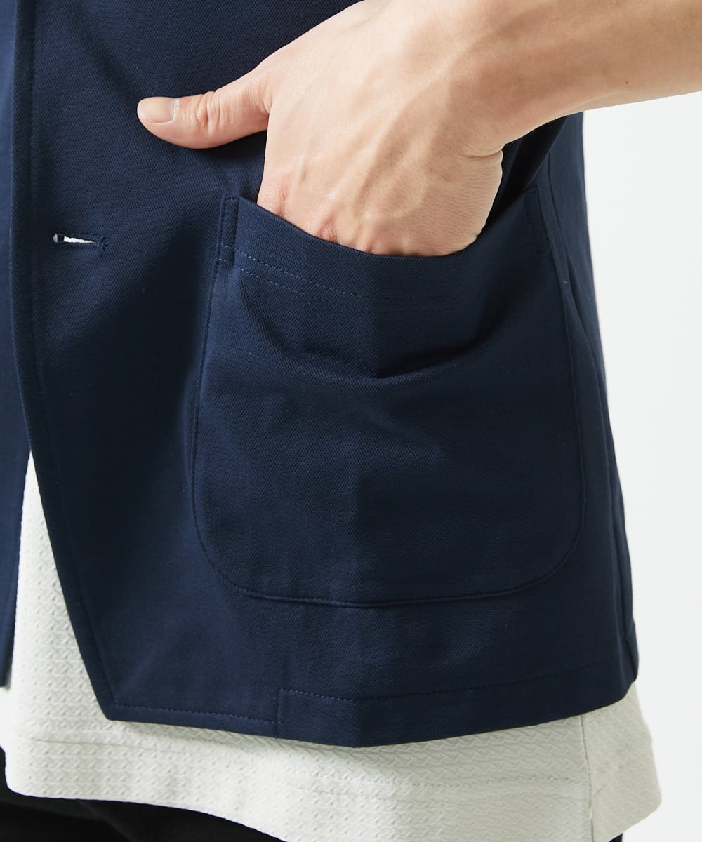 MKDGC31130 MK MICHEL KLEIN HOMME(MKミッシェルクランオム) 【EC限定】七分袖ジャージジャケット / トライクールカノコ ネイビー