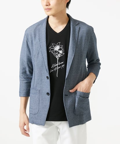 MKDGC32130 MK MICHEL KLEIN HOMME 七分袖ジャーディガン / CNサッカー