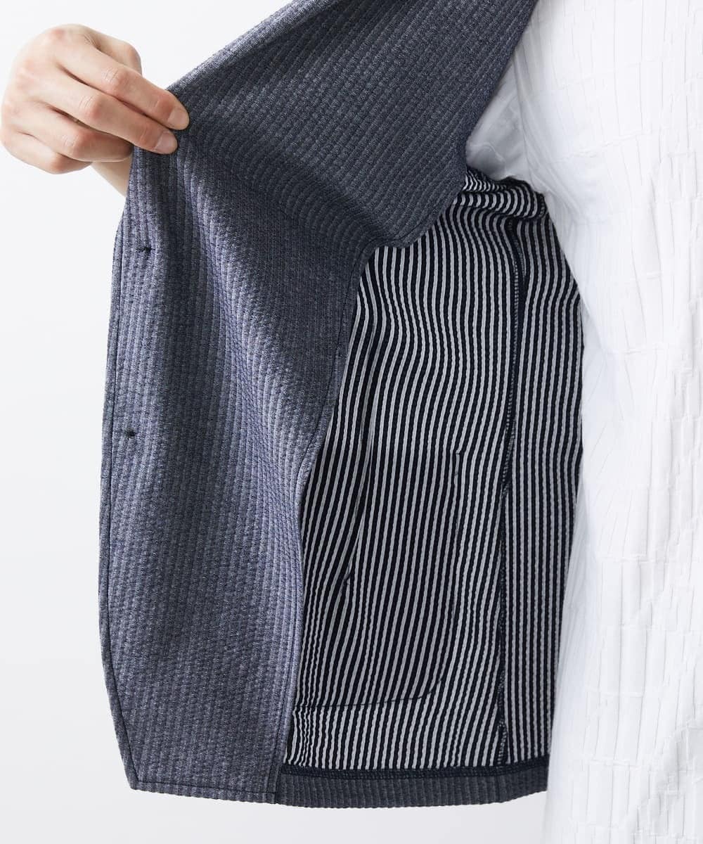 MKDGV52130 MK MICHEL KLEIN HOMME(MKミッシェルクランオム) 【ON/OFF対応】サッカージャージ ジャーディガン ブルー