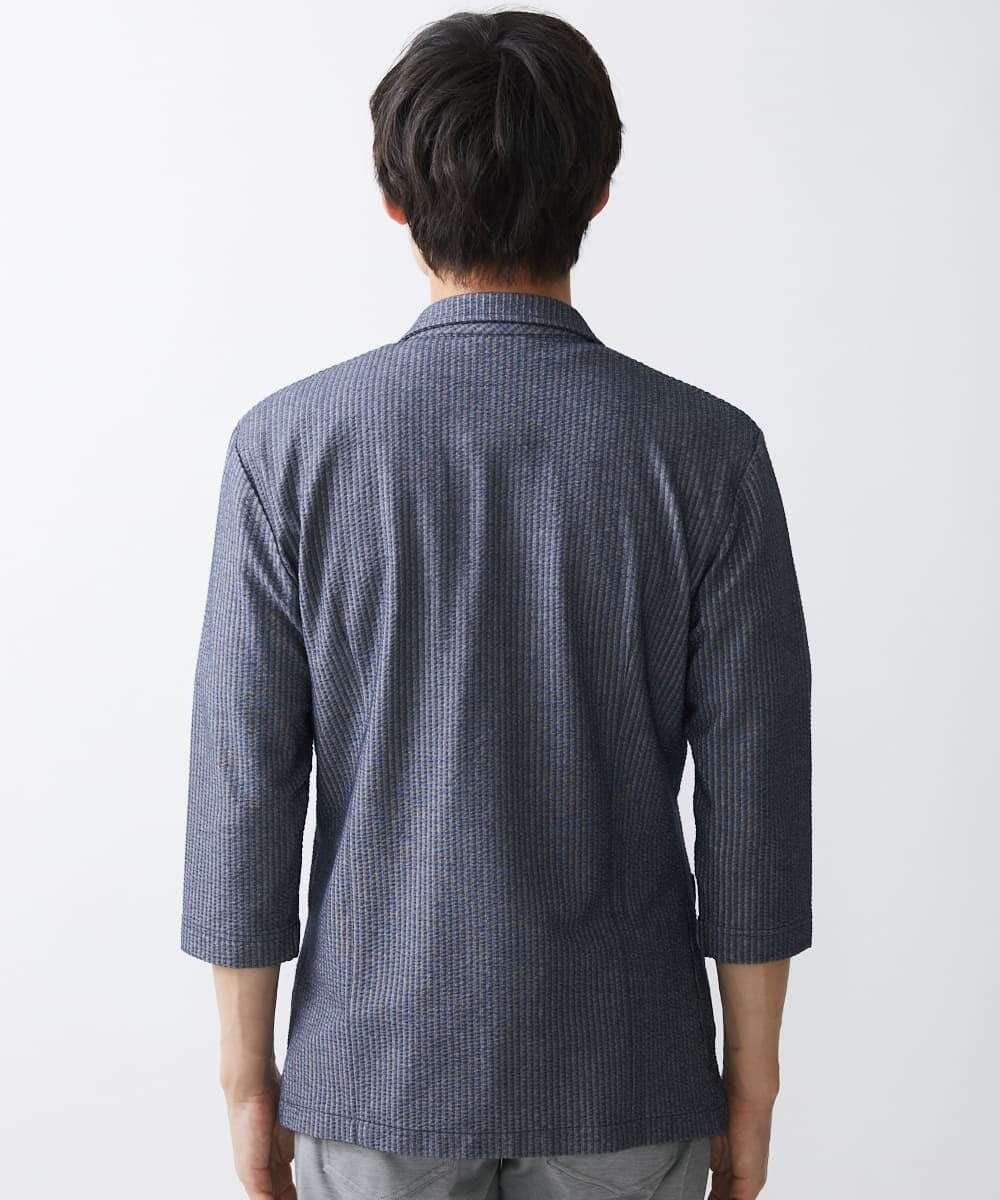 MKDGV52130 MK MICHEL KLEIN HOMME(MKミッシェルクランオム) 【ON/OFF対応】サッカージャージ ジャーディガン ブルー