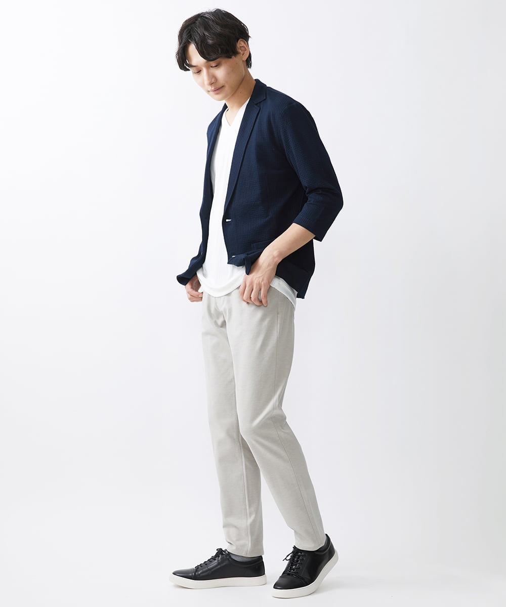 MKDGV52130 MK MICHEL KLEIN HOMME(MKミッシェルクランオム) 【ON/OFF対応】サッカージャージ ジャーディガン ネイビー