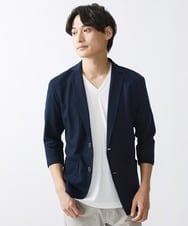 MKDGV52130 MK MICHEL KLEIN HOMME(MKミッシェルクランオム) 【ON/OFF対応】サッカージャージ ジャーディガン ネイビー