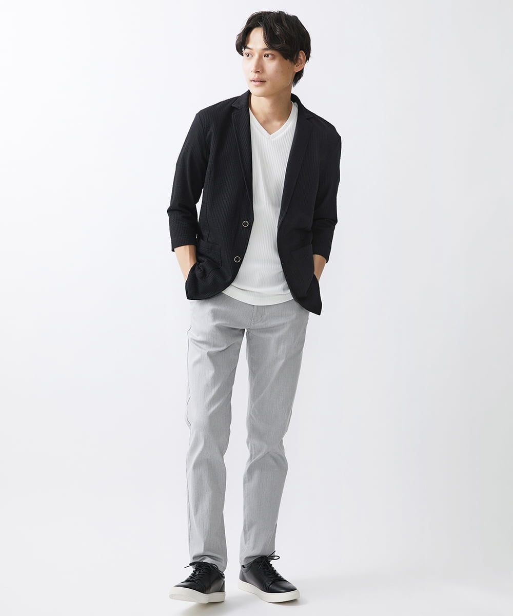 MKDGV52130 MK MICHEL KLEIN HOMME(MKミッシェルクランオム) 【ON/OFF対応】サッカージャージ ジャーディガン ブラック