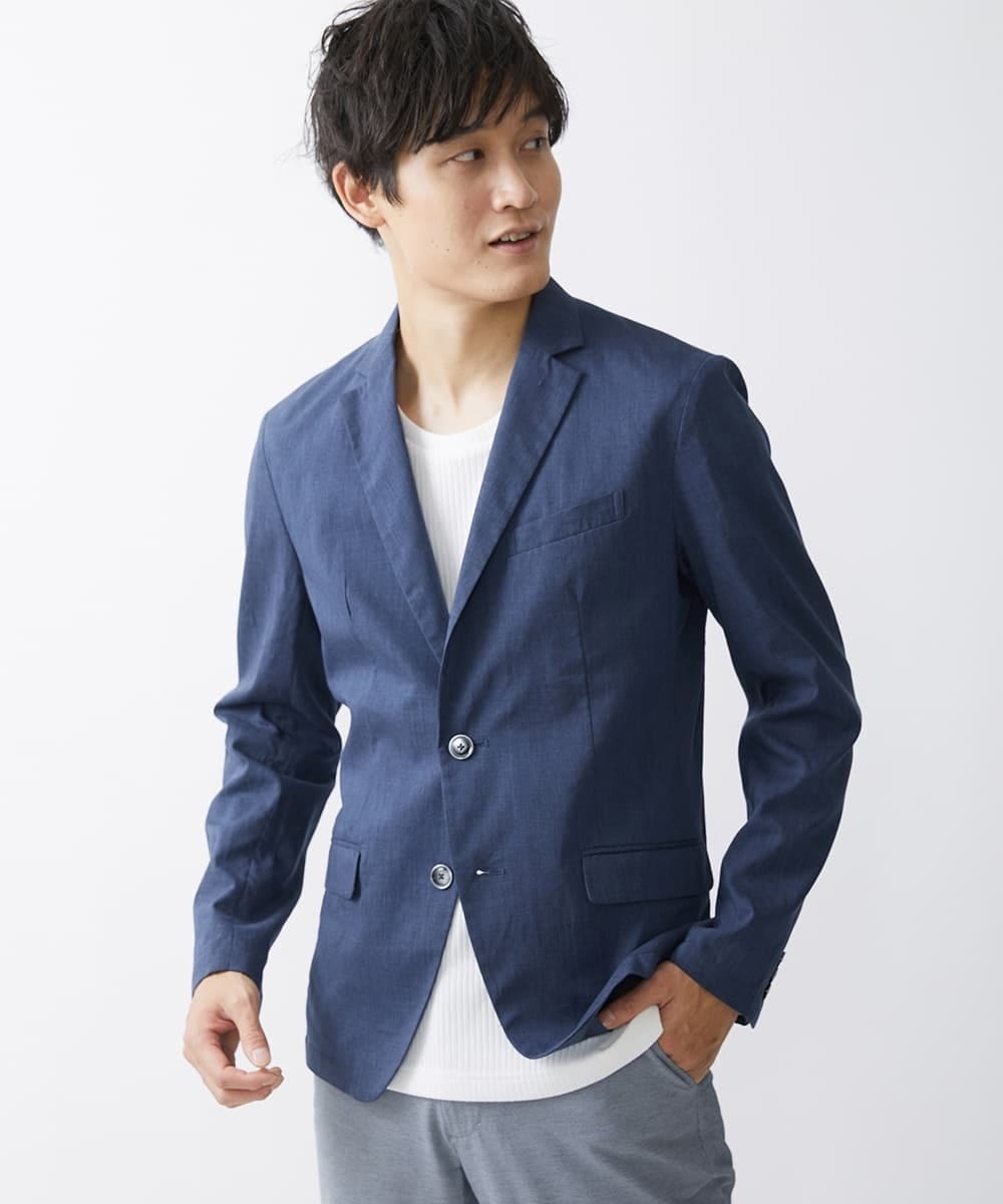 MKDGV62230 MK MICHEL KLEIN HOMME(MKミッシェルクランオム) 【日本製生地使用/セットアップ対応】テーラードジャケット /ポリラミークールマックス ブルー(55)