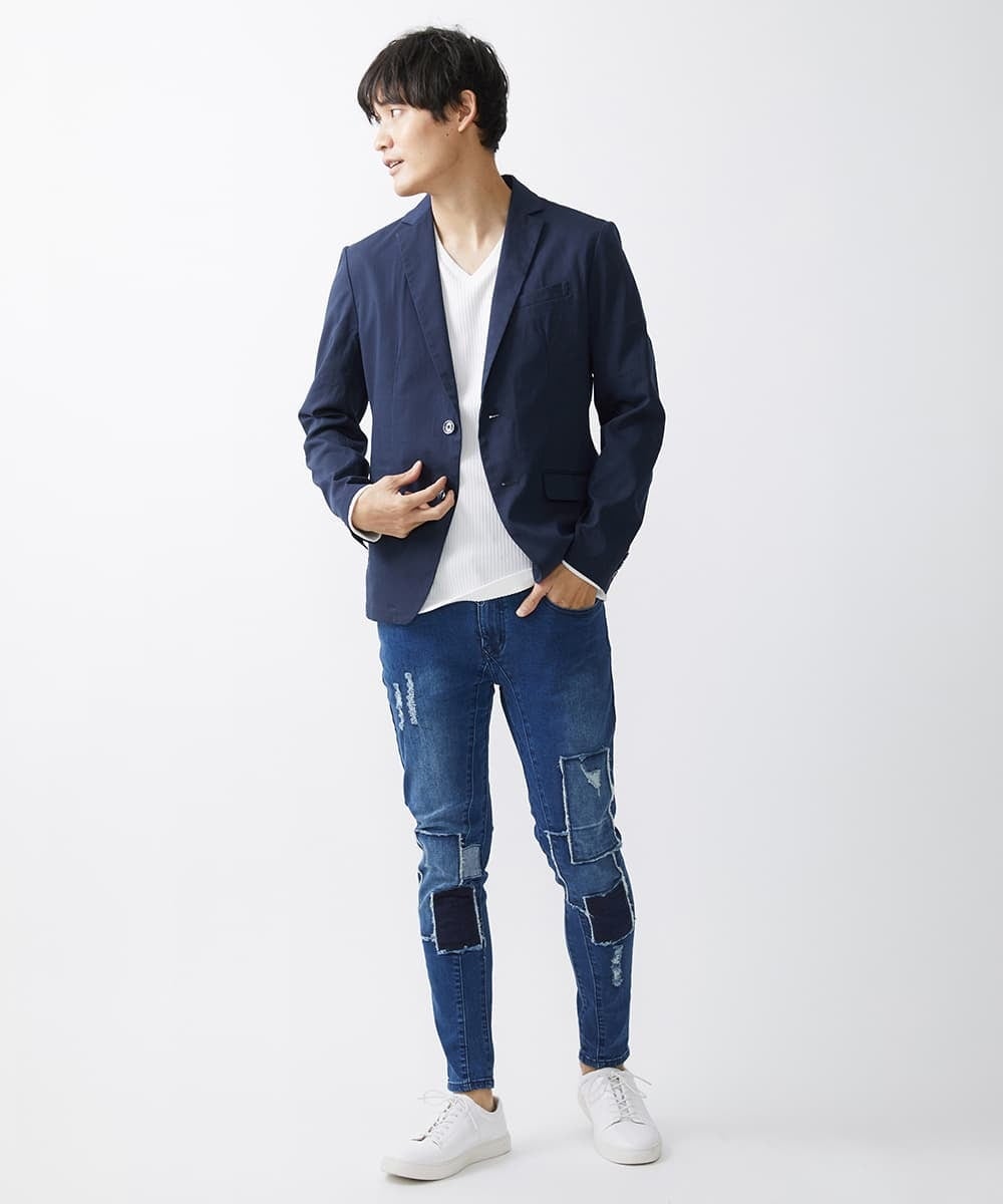 MKDGV62230 MK MICHEL KLEIN HOMME(MKミッシェルクランオム) 【日本製生地使用/セットアップ対応】テーラードジャケット /ポリラミークールマックス ブルー(55)
