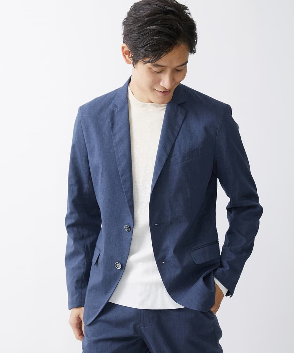 MKDGV62230 MK MICHEL KLEIN HOMME(MKミッシェルクランオム) 【日本製生地使用/セットアップ対応】テーラードジャケット /ポリラミークールマックス ブルー(55)