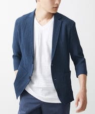 MKDGV63140 MK MICHEL KLEIN HOMME(MKミッシェルクランオム) 【大きいサイズあり】ジャーディガン / ラダーストライプ ネイビー