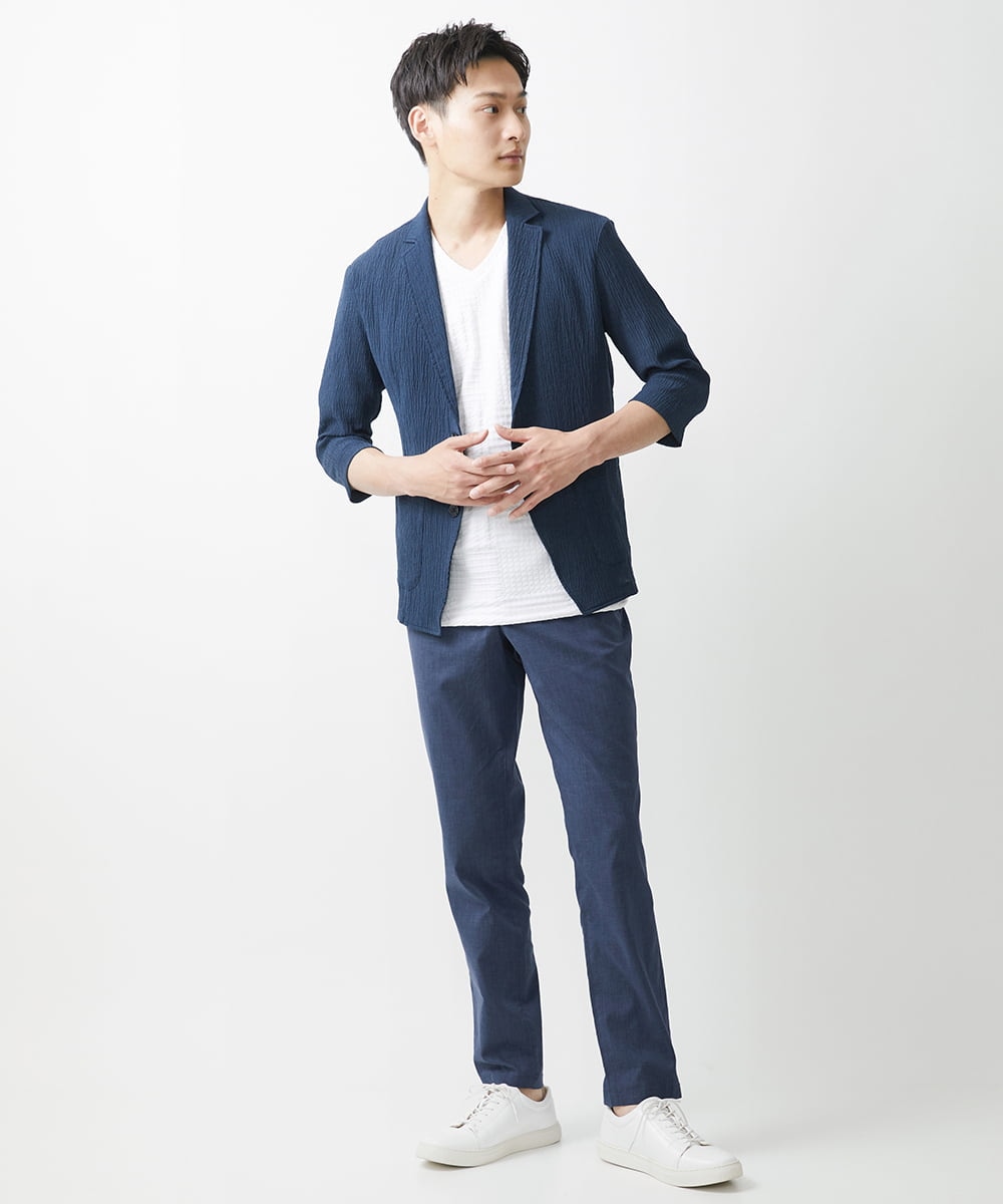 MKDGV63140 MK MICHEL KLEIN HOMME(MKミッシェルクランオム) 【大きいサイズあり】ジャーディガン / ラダーストライプ ネイビー