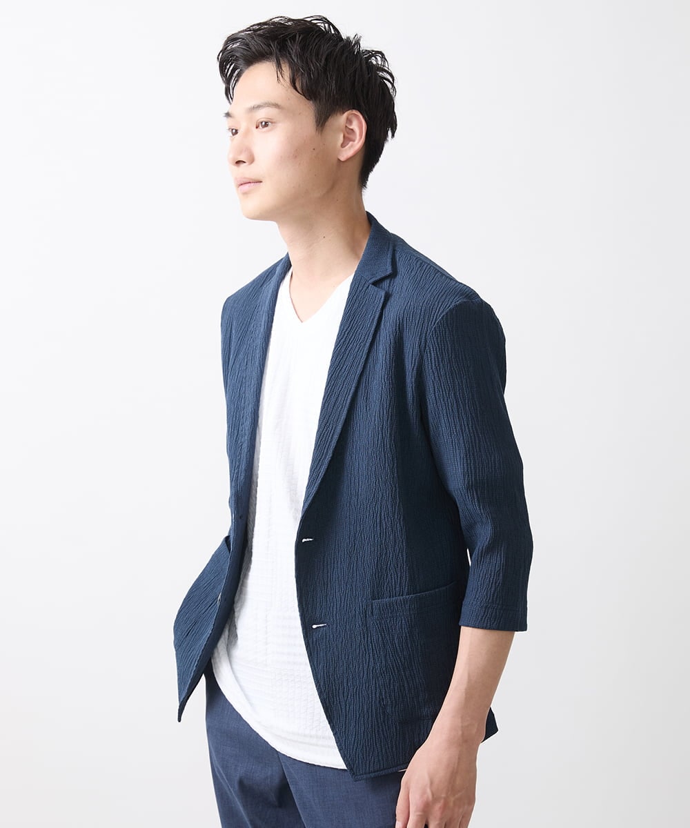 MKDGV63140 MK MICHEL KLEIN HOMME(MKミッシェルクランオム) 【大きいサイズあり】ジャーディガン / ラダーストライプ ネイビー