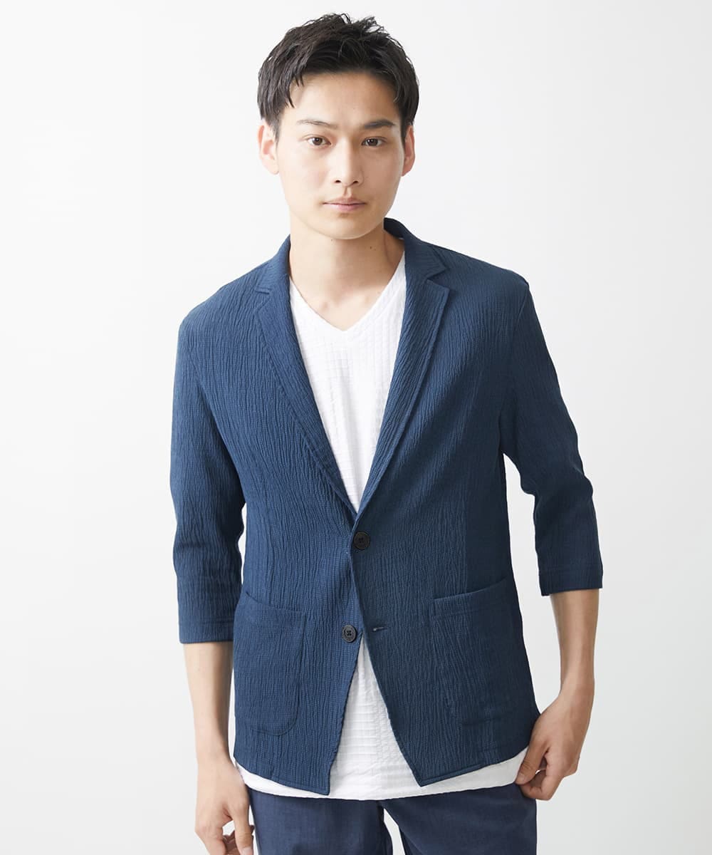 MKDGV63140 MK MICHEL KLEIN HOMME(MKミッシェルクランオム) 【大きいサイズあり】ジャーディガン / ラダーストライプ ネイビー