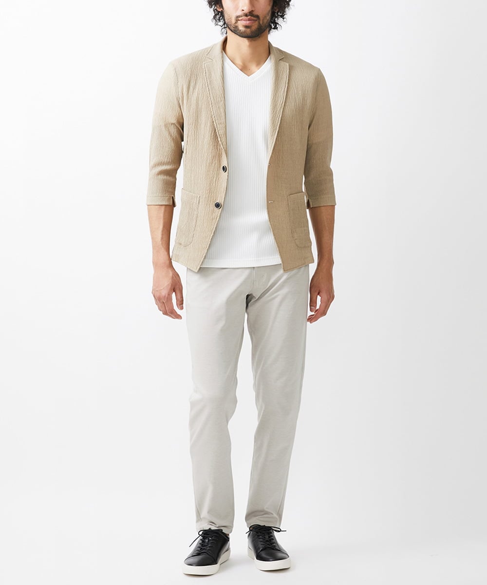 MKDGV63140 MK MICHEL KLEIN HOMME(MKミッシェルクランオム) 【大きいサイズあり】ジャーディガン / ラダーストライプ ベージュ