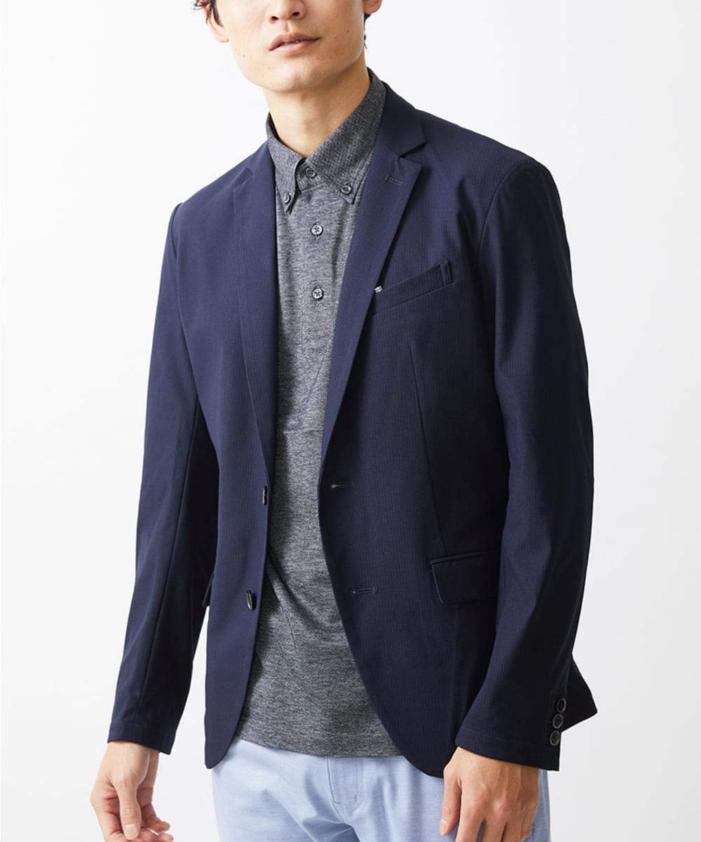 MKDGV66230 MK MICHEL KLEIN HOMME(MKミッシェルクランオム) トリコメッシュクールマックス/ジャケット【セットアップ対応】 ネイビー