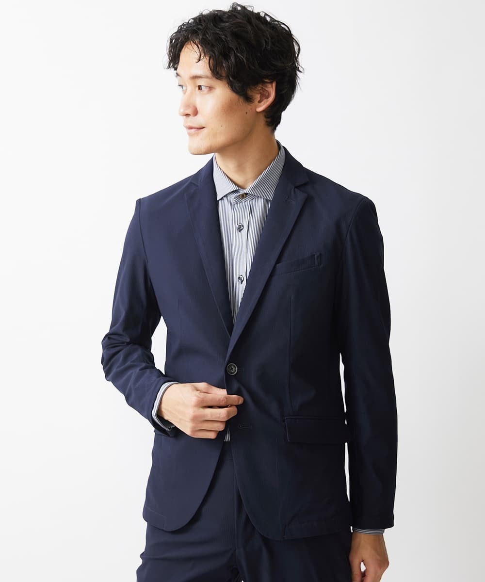 MKDGV66230 MK MICHEL KLEIN HOMME(MKミッシェルクランオム) トリコメッシュクールマックス/ジャケット【セットアップ対応】 ネイビー