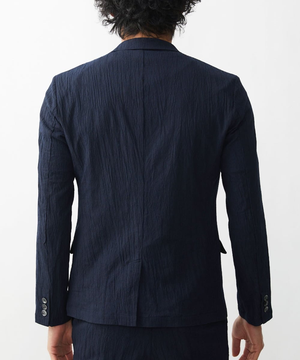 MKDGV74270 MK MICHEL KLEIN HOMME(MKミッシェルクランオム) 【MonoMax 5月号掲載】リネンタッチ楊柳 テーラードジャケット /セットアップ対応 ネイビー