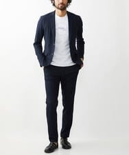 MKDGV74270 MK MICHEL KLEIN HOMME(MKミッシェルクランオム) 【MonoMax 5月号掲載】リネンタッチ楊柳 テーラードジャケット /セットアップ対応 ネイビー
