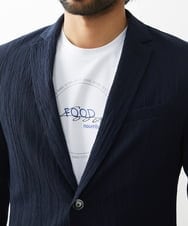 MKDGV74270 MK MICHEL KLEIN HOMME(MKミッシェルクランオム) 【MonoMax 5月号掲載】リネンタッチ楊柳 テーラードジャケット /セットアップ対応 ネイビー