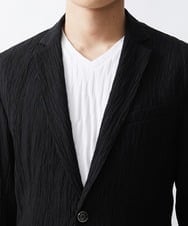 MKDGV74270 MK MICHEL KLEIN HOMME(MKミッシェルクランオム) 【MonoMax 5月号掲載】リネンタッチ楊柳 テーラードジャケット /セットアップ対応 ブラック