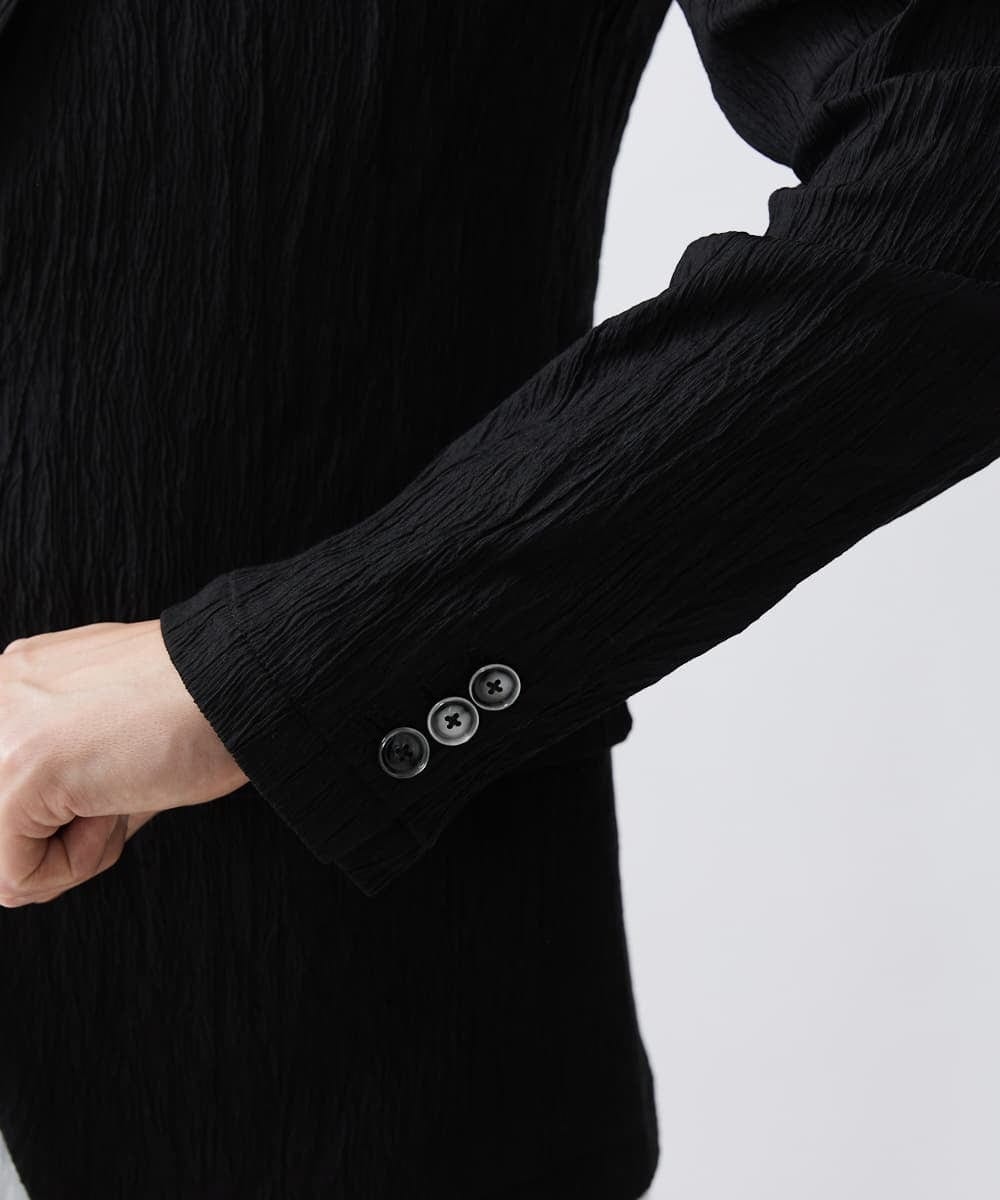 MKDGV74270 MK MICHEL KLEIN HOMME(MKミッシェルクランオム) 【MonoMax 5月号掲載】リネンタッチ楊柳 テーラードジャケット /セットアップ対応 ブラック
