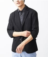 MKDGV74270 MK MICHEL KLEIN HOMME(MKミッシェルクランオム) 【MonoMax 5月号掲載】リネンタッチ楊柳 テーラードジャケット /セットアップ対応 ブラック