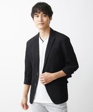 MKDGV74270 MK MICHEL KLEIN HOMME(MKミッシェルクランオム) 【MonoMax 5月号掲載】リネンタッチ楊柳 テーラードジャケット /セットアップ対応 ブラック