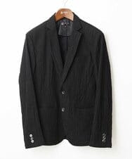 MKDGV74270 MK MICHEL KLEIN HOMME(MKミッシェルクランオム) 【MonoMax 5月号掲載】リネンタッチ楊柳 テーラードジャケット /セットアップ対応 ブラック