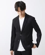 MKDGV74270 MK MICHEL KLEIN HOMME(MKミッシェルクランオム) 【MonoMax 5月号掲載】リネンタッチ楊柳 テーラードジャケット /セットアップ対応 ブラック